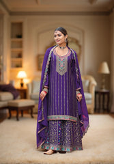 Nakshatra Voilet Chinon Embroidered Suit