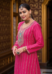 Nakshatra Pink Chinon Embroidered Suit