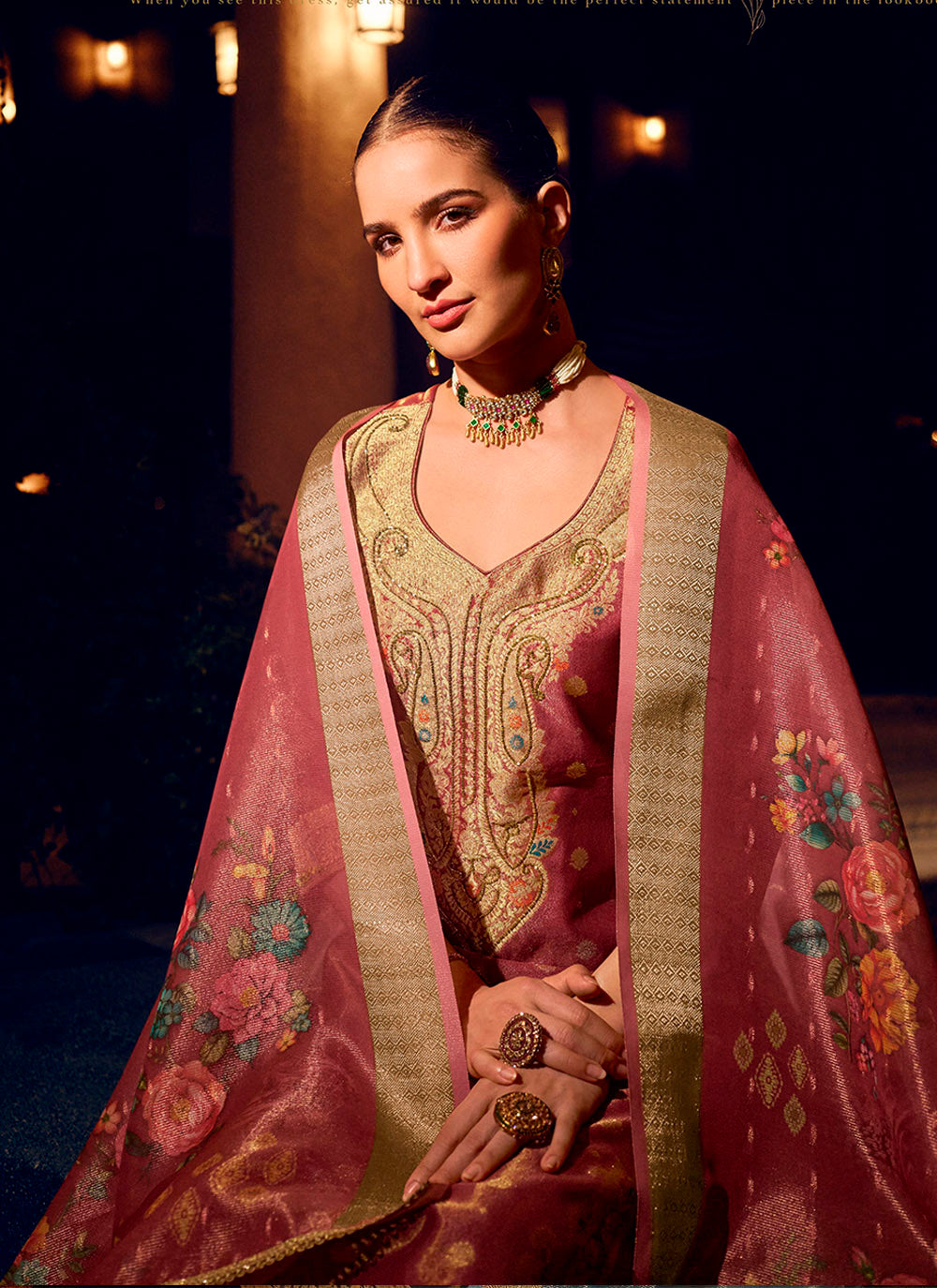 Nakshatra Maroon Shimmer Silk Pant Readymade Suit
