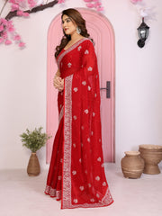 Nakshatra Red Printed Bollywood  Style Saree