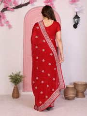 Nakshatra Red Printed Bollywood  Style Saree