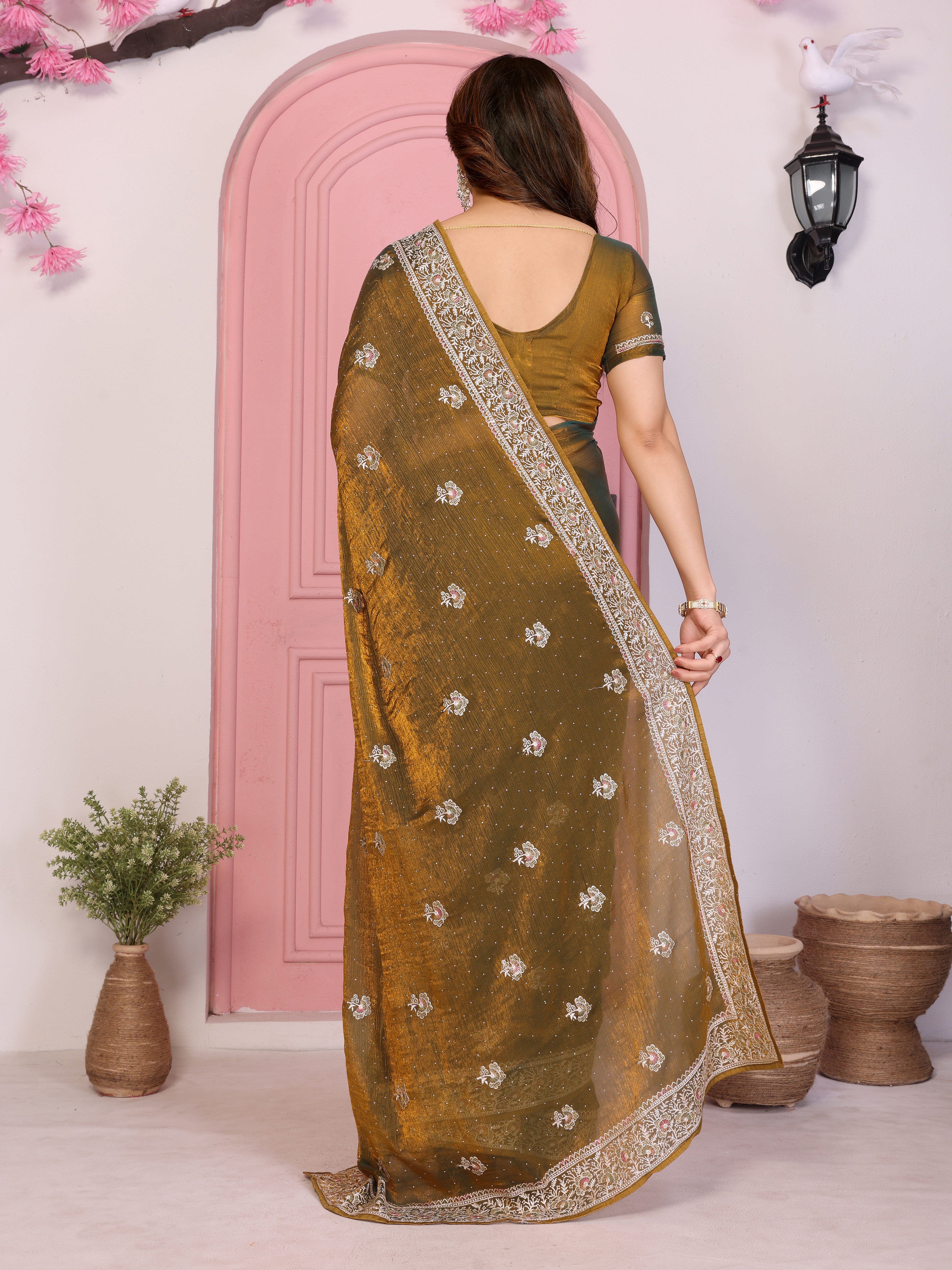 Nakshatra Brown Printed Bollywood  Style Saree