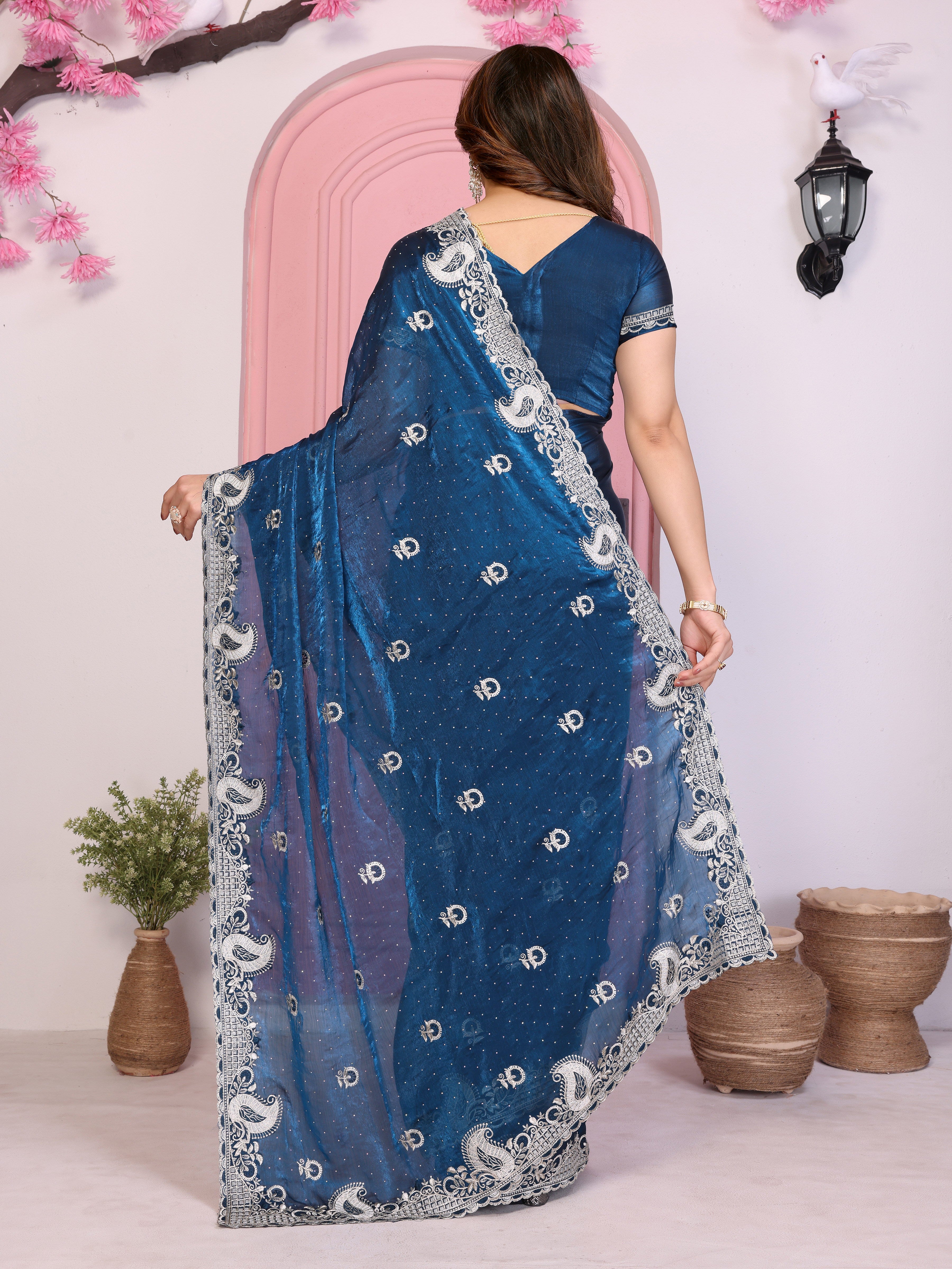Nakshatra Blue Printed Bollywood  Style Saree