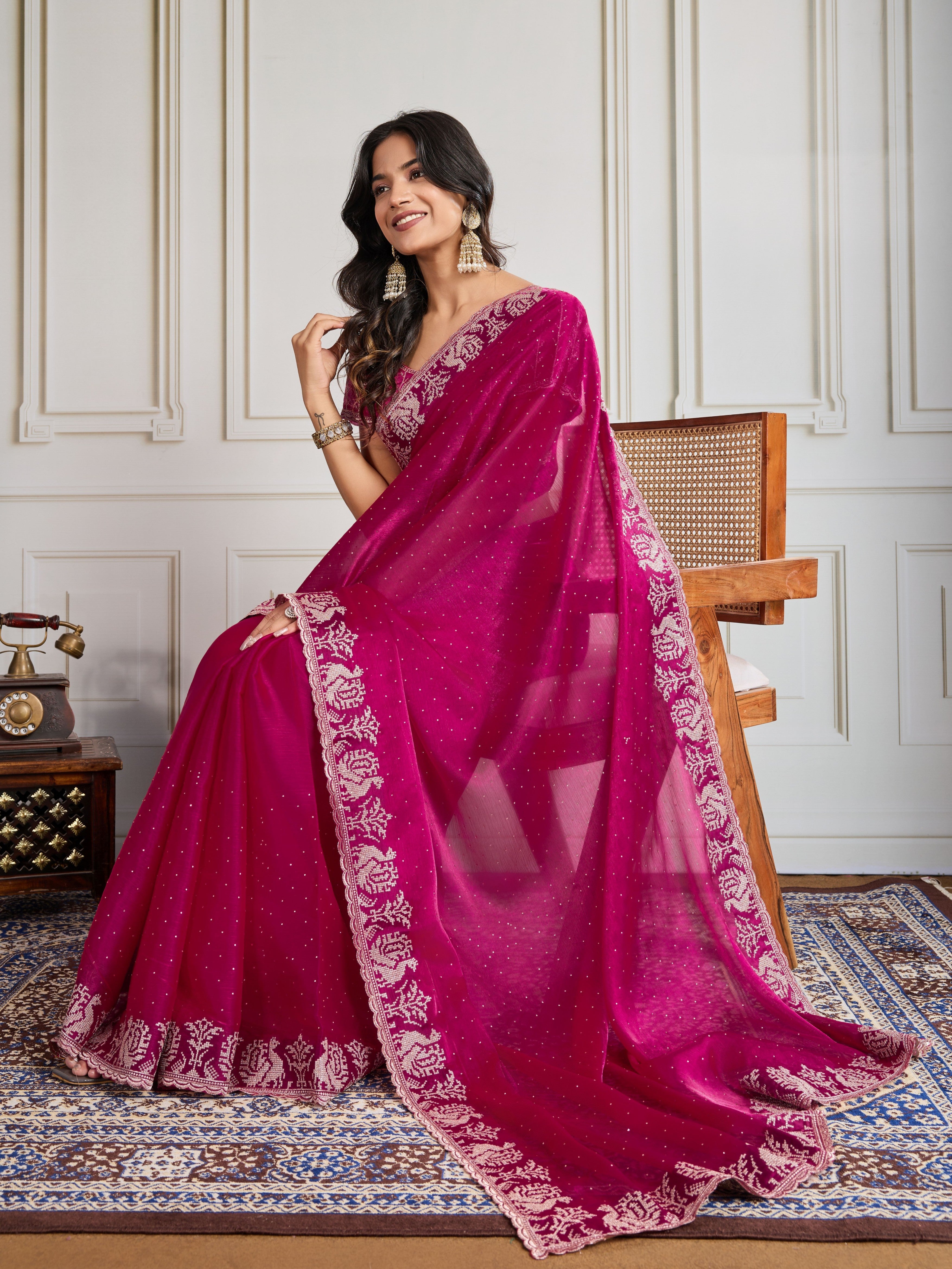 Nakshatra Pink Shade Embroidery Saree