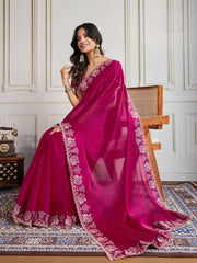 Nakshatra Pink Shade Embroidery Saree
