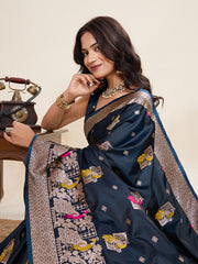 Nakshatra Blue Satin Silk Saree