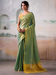 Nakshatra Pista Green Tissue Silk Woven Saree