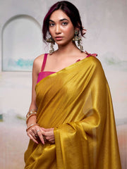 Nakshatra Yellow Tissue Silk Woven Saree