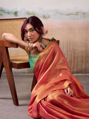 Nakshatra Peach Tissue Silk Woven Saree