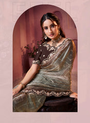 Nakshatra Copper Satin Silk Saree