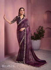 Nakshatra Wine Satin Silk Saree
