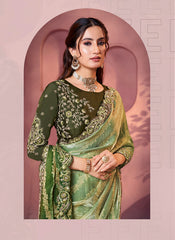 Nakshatra Green Satin Silk Saree