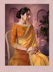 Nakshatra Yellow Satin Silk Saree