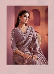 Nakshatra Lavender Satin Silk Saree