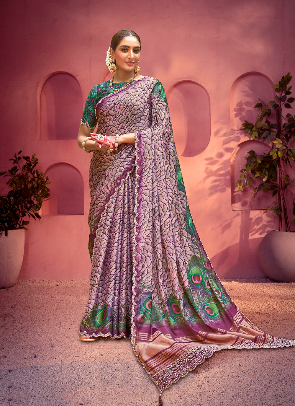 Nakshatra Purple Satin Silk Saree