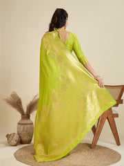 Nakshatra Parrot Green Kanjivaram Silk Saree with Exquisite Zari Weaving
