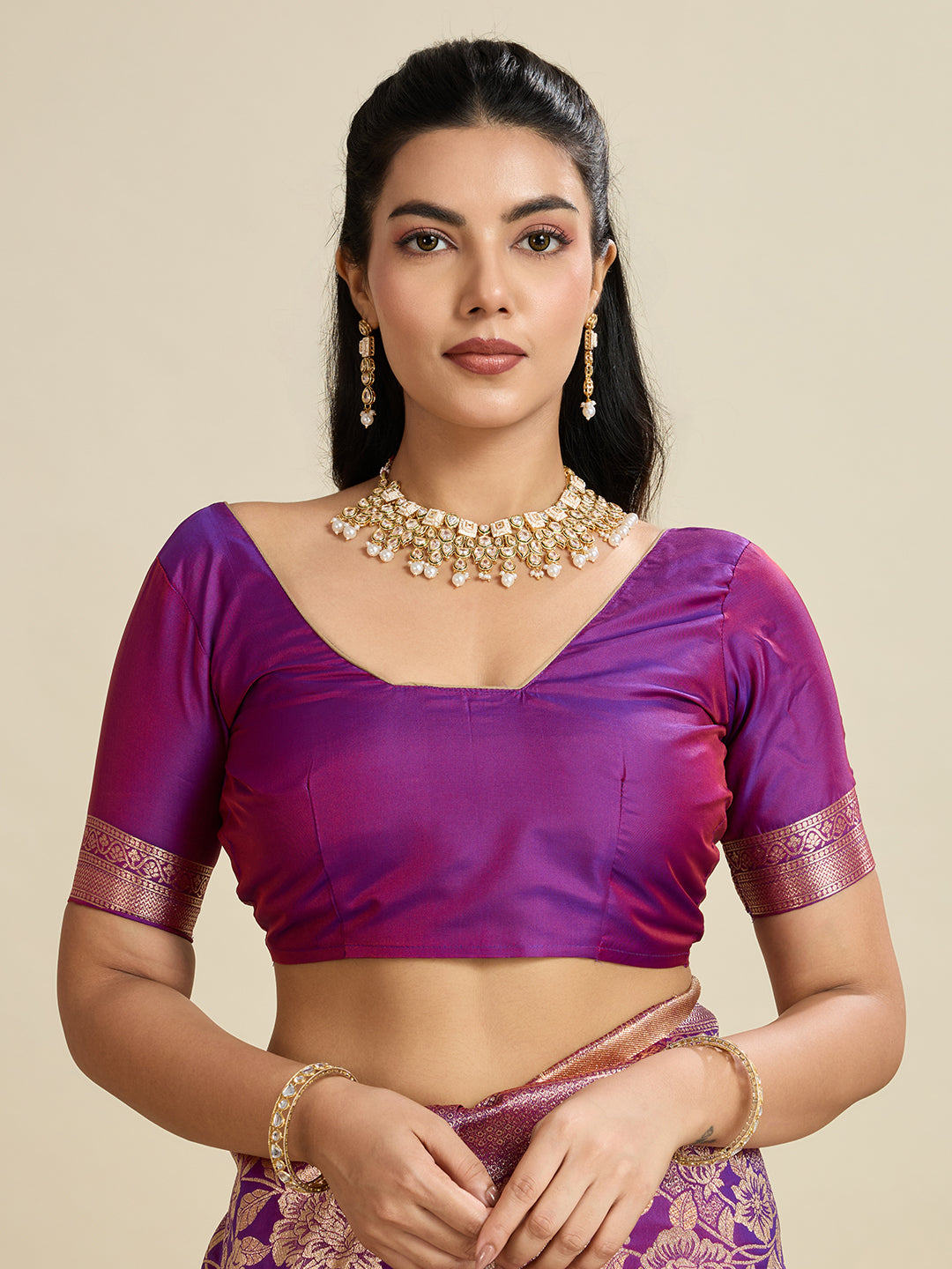 Nakshatra Purple Kanjivaram Silk Saree with Royal Zari Embellishments