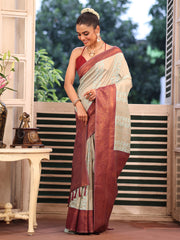 Nakshatra Beige Silk Saree Sophisticated Party Look