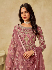 Nakshatra Pink Heavy Embroidered Party Wear Suit with Designer Net Dupatta