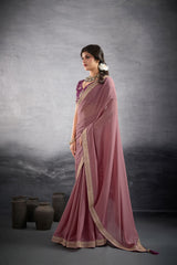 Nakshatra Onion Pink Georgette Bollywood Saree