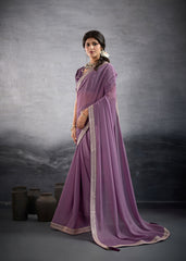 Nakshatra Lavender Lace Work Bollywood Saree
