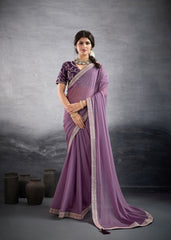 Nakshatra Lavender Lace Work Bollywood Saree