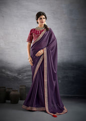 Nakshatra Royal Purple Lace Party Saree