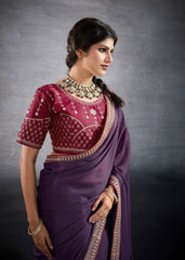 Nakshatra Royal Purple Lace Party Saree