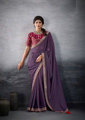 Nakshatra Royal Purple Lace Party Saree