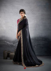 Nakshatra Black Georgette Sequin Party Saree