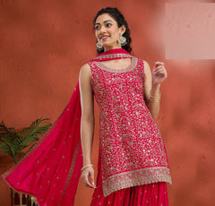 Nakshatra Red Sequin Embroidered Palazzo Suit for Women