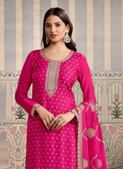 Nakshatra Red Viscose Chiniya Silk Suit Set