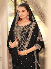Nakshatra Black Viscose Jaquard Suit Set