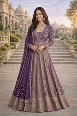 Nakshatra Lavender Luxury Embroidered Wedding Gown for Women