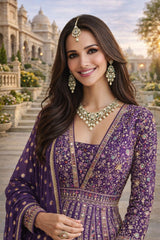 Nakshatra Lavender Luxury Embroidered Wedding Gown for Women