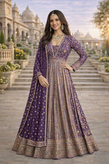 Nakshatra Lavender Luxury Embroidered Wedding Gown for Women