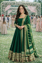 Nakshatra Emerald Green Designer Embroidered Anarkali Suit