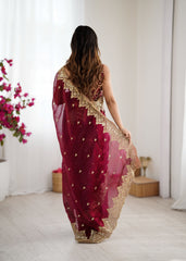 Nakshatra Wine Party Wear Sequined Saree
