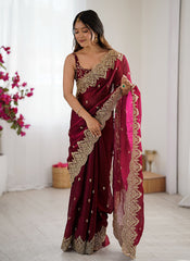Nakshatra Wine Party Wear Sequined Saree