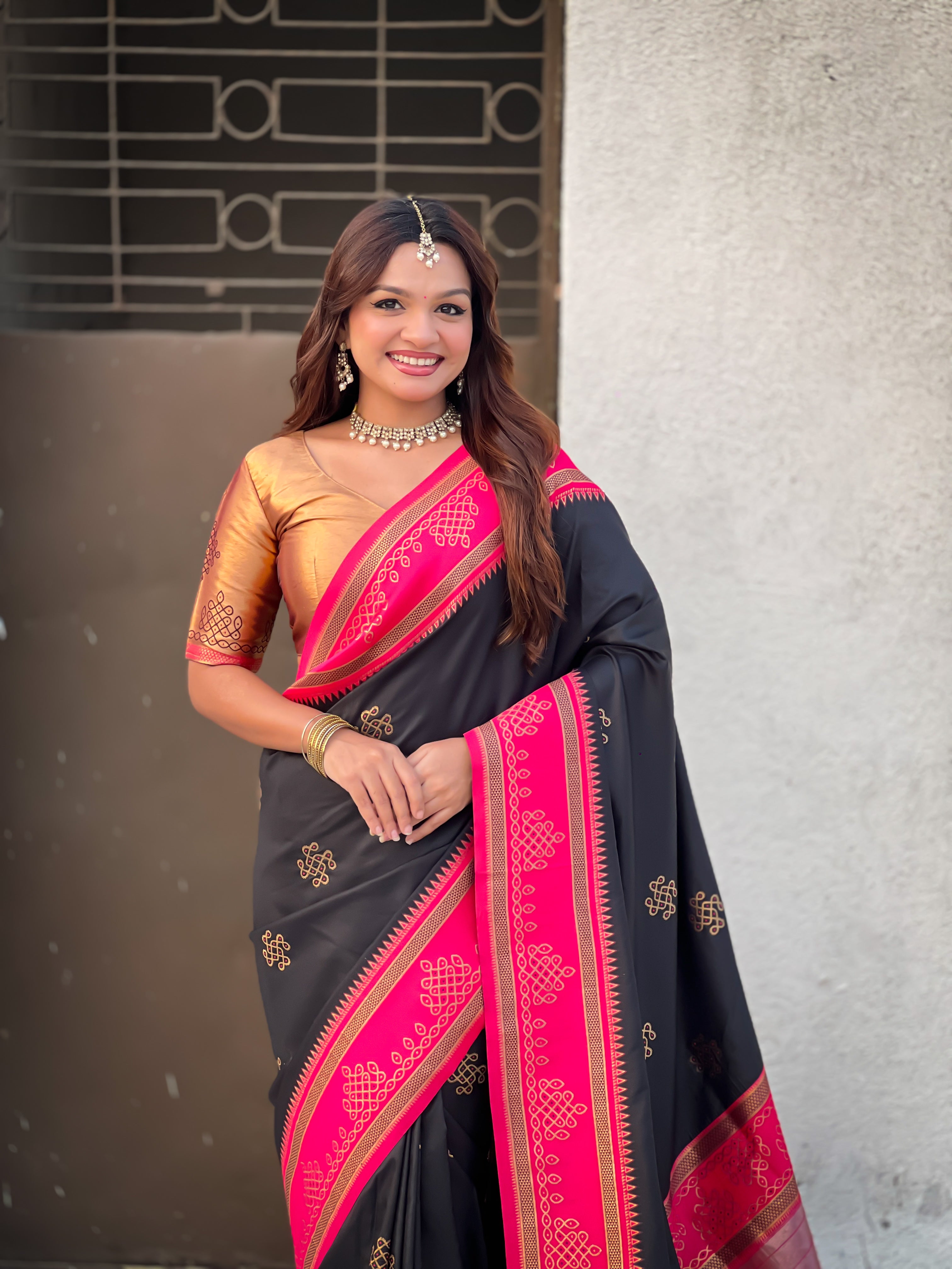 Nakshatra Black Handwoven soft  Silk Saree