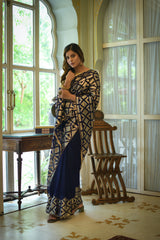 Nakshatra Blue Sequence Party Wear Saree