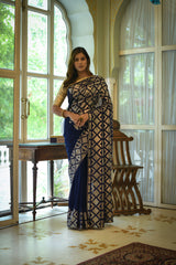 Nakshatra Blue Sequence Party Wear Saree