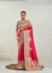 Nakshatra Pink Banarasi Silk saree