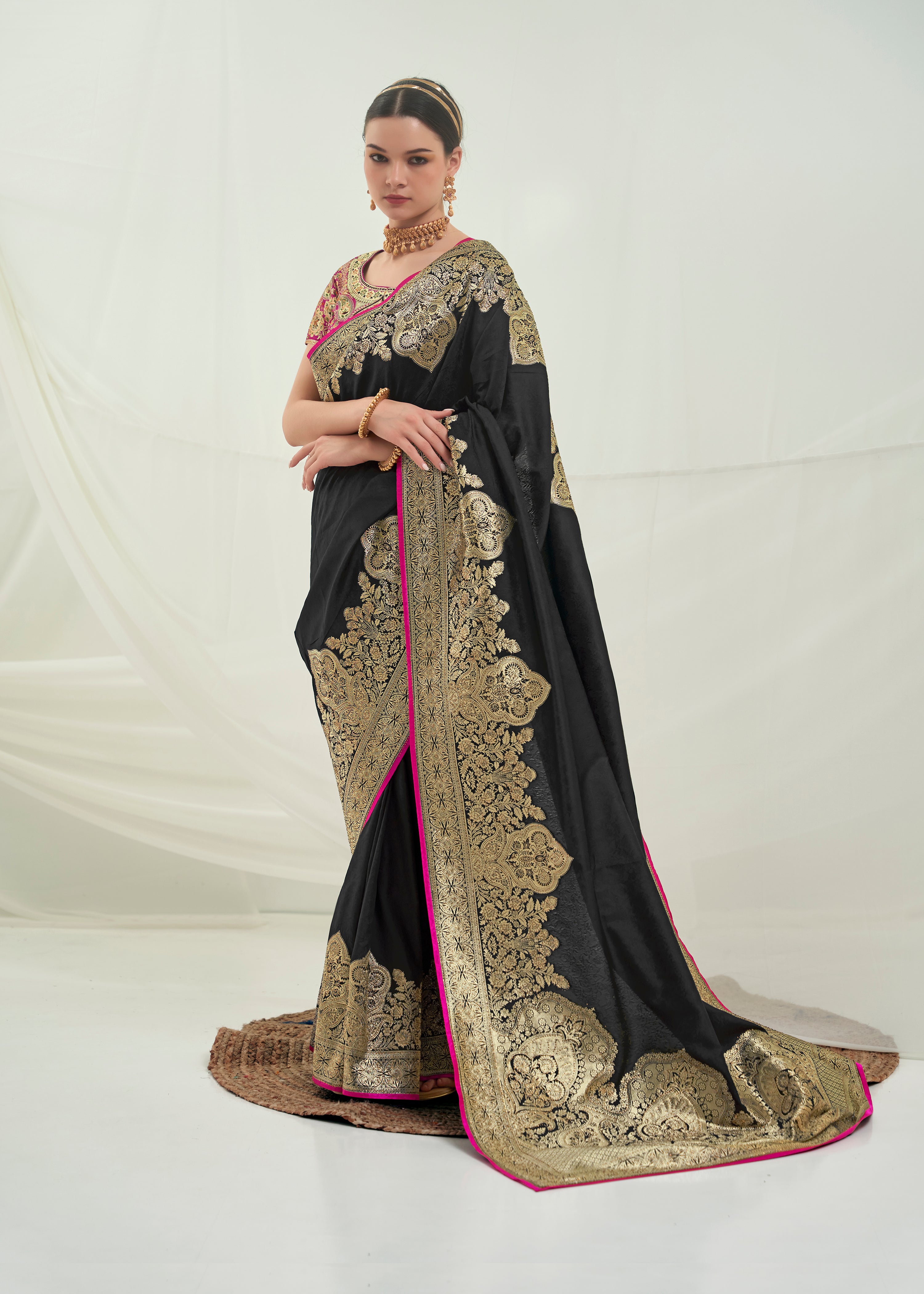 Nakshatra Bold Black Banarasi Silk saree