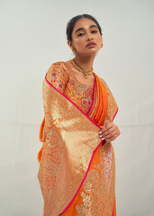 Nakshatra Awesome Orange Banarasi Silk saree