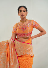 Nakshatra Awesome Orange Banarasi Silk saree