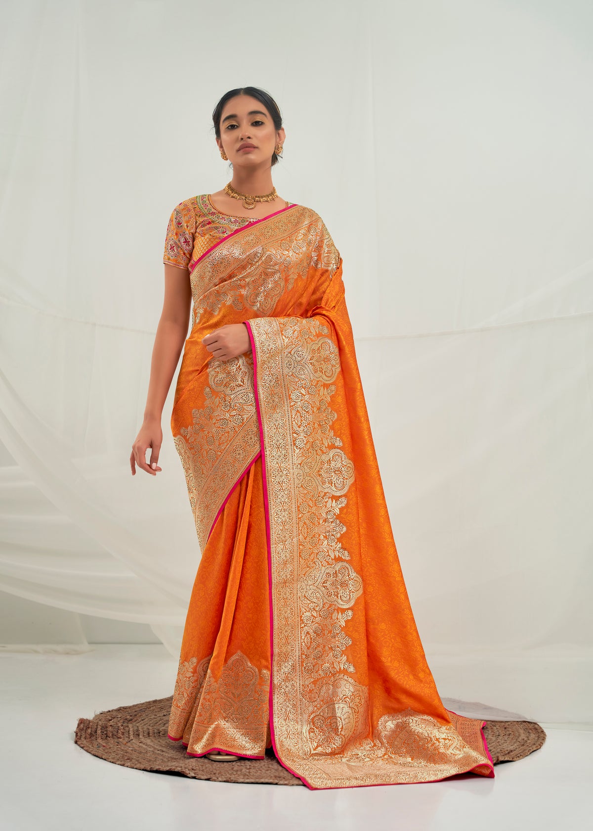 Nakshatra Awesome Orange Banarasi Silk saree