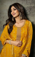 Lemon Luxe Semi-Stitched Jacquard Silk Suit