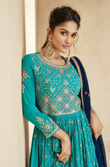 Azure Bliss Georgette Semi-Stitched Sharara Suit