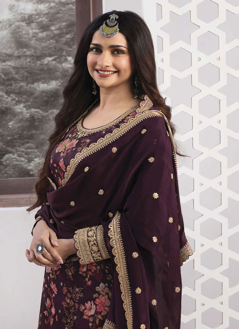 Opulent Orchid Semi-Stitched Sharara Suit